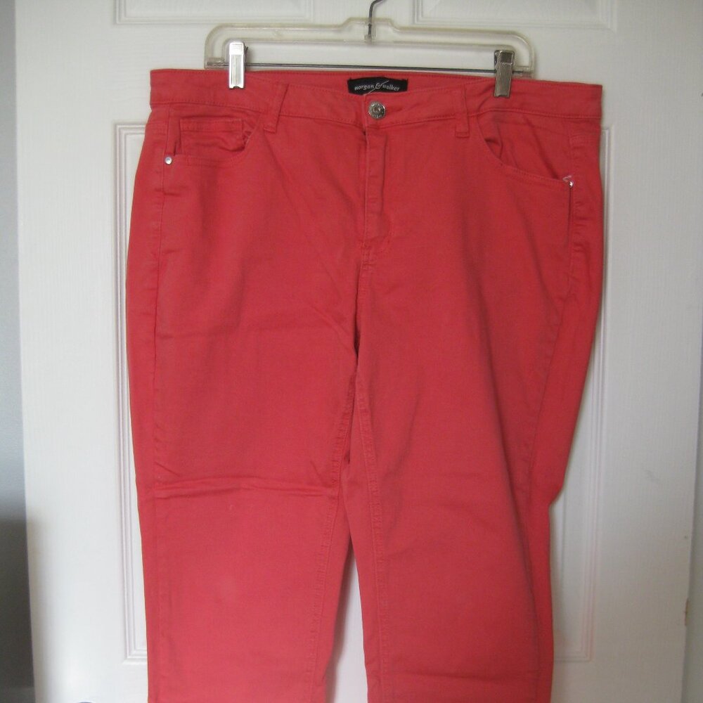 Morgan & Walker Ankle Pants Women's 16 High Rise Straight Raw Hem Coral